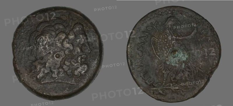 Coin Depicting the God Zeus, 222-204 BCE, issued by Ptolomy IV (?). Creator: Unknown.