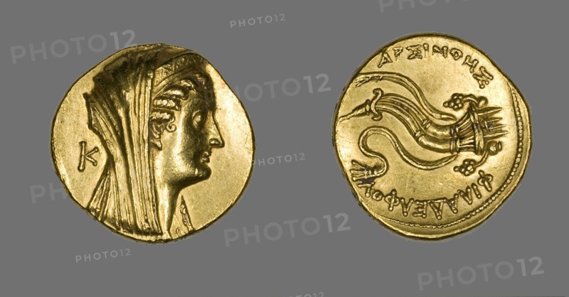 Octadrachm (Coin) Portraying Arsinoe II, 261 BCE, Issued by Ptolemy II Reign of Arsinoe II..., 276-2 Creator: Unknown.