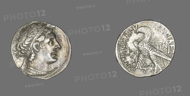 Tetradrachm (Coin) Portraying King Ptolemy I, Ptolemaic Period (53-52 BCE)..., (80-51 BCE). Creator: Unknown.