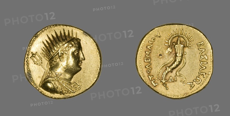 Octadrachm (Coin) Portraying King Ptolemy III Euergetes, Ptolemaic Period (221-205 BCE)..., (247-222 Creator: Unknown.