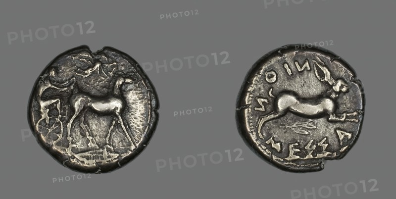 Tetradrachm (Coin) Depicting a Biga of Mules, 476-396 BCE. Creator: Unknown.
