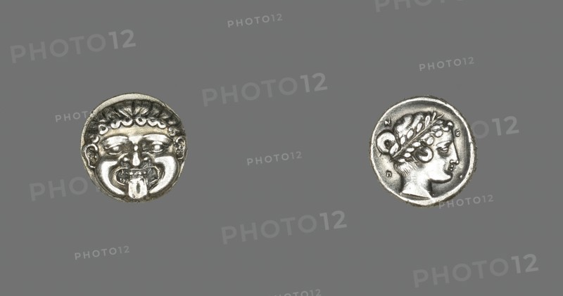 Drachm (Coin) Depicting the Gorgon Medusa, 411-356 BCE. Creator: Unknown.
