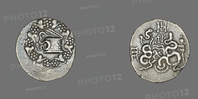 Tetradrachm (Coin) Depicting a Cista with Snake, 133-67 BCE. Creator: Unknown.