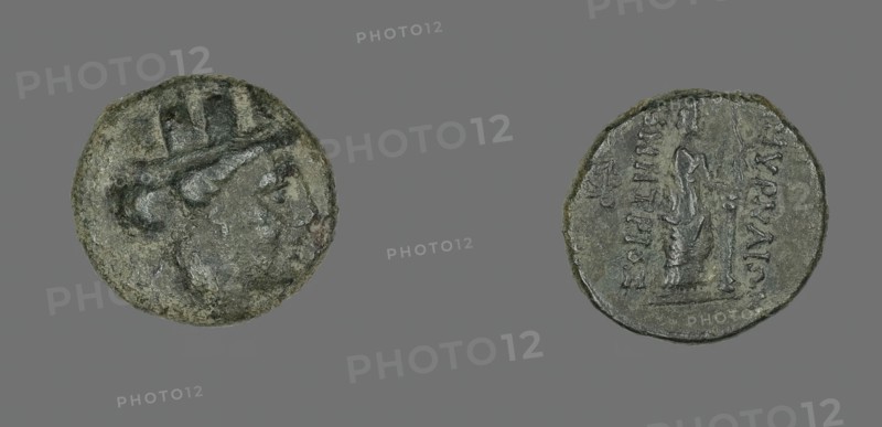 Coin Depicting the Goddess Kybele or Tyche, 2nd-1st century BCE. Creator: Unknown.