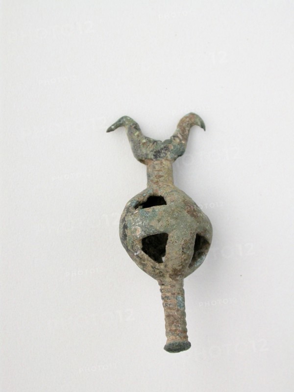 Double Birds on Openwork Sphere with Post, Geometric Period (800-600 BCE). Creator: Unknown.
