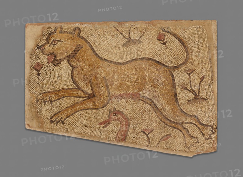 Leaping Feline in Floral Field, 4th-5th century. Creator: Unknown.