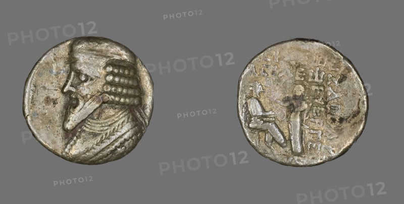 Tetradrachm (Coin) Portraying King Gotarzes, 40-51. Creator: Unknown.