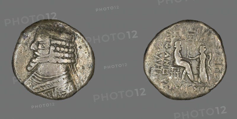 Tetradrachm (Coin) Portraying King Phraates IV, 38-3 BCE. Creator: Unknown.