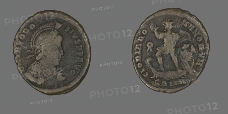 Coin Portraying the Emperor Theodosius, 379-395. Creator: Unknown.