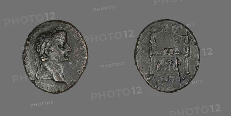 Coin Portraying Emperor Tiberius, c.14 CE.  Creator: Unknown.