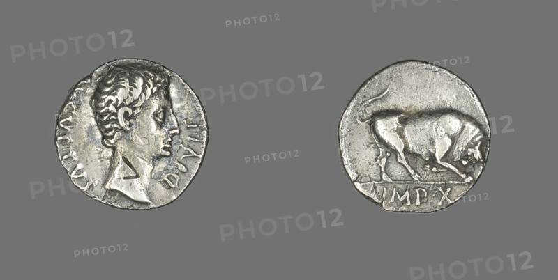 Denarius (Coin) Portraying Emperor Augustus, 15-13 BCE. Creator: Unknown.