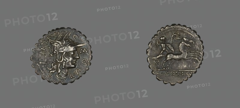Denarius Serratus (Coin) Depicting the Goddess Roma, 118 BCE. Creator: Unknown.