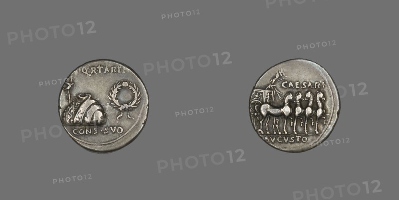 Coin Depicting a Toga, Tunic and Wreath, about 18 BCE. Creator: Unknown.