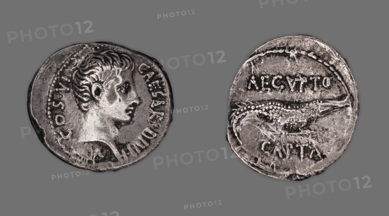 Denarius (Coin) Portraying Octavian, 28 BCE, issued by Octavian. Creator: Unknown.