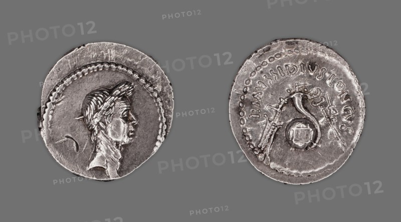 Denarius (Coin) Portraying Julius Caesar, 42 BCE, issued by L. Mussidius Longus. Creator: Unknown.