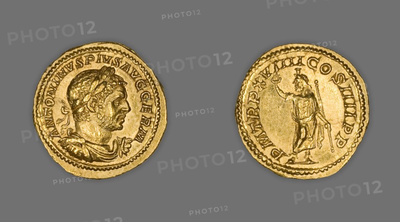 Aureus (Coin) Portraying Emperor Caracalla, 216, issued by Caracalla. Creator: Unknown.