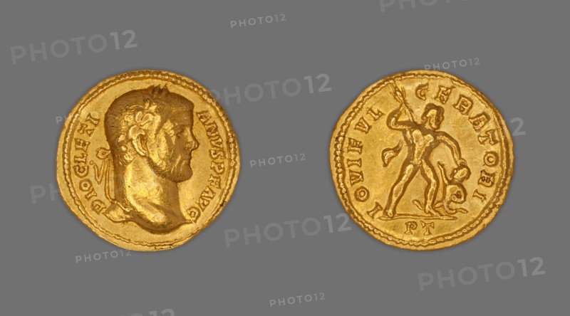 Aureus (Coin) Portraying Emperor Diocletian, 294-305, issued by Diocletian. Creator: Unknown.
