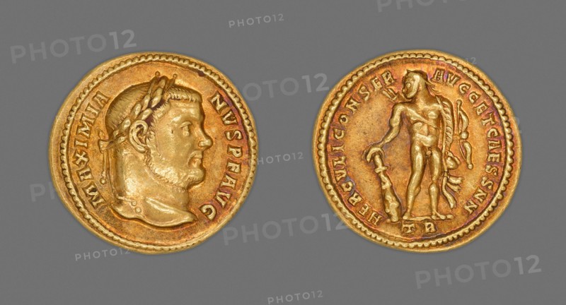 Aureus (Coin) Portraying Emperor Maximianus Herculius, 303. Creator: Unknown.