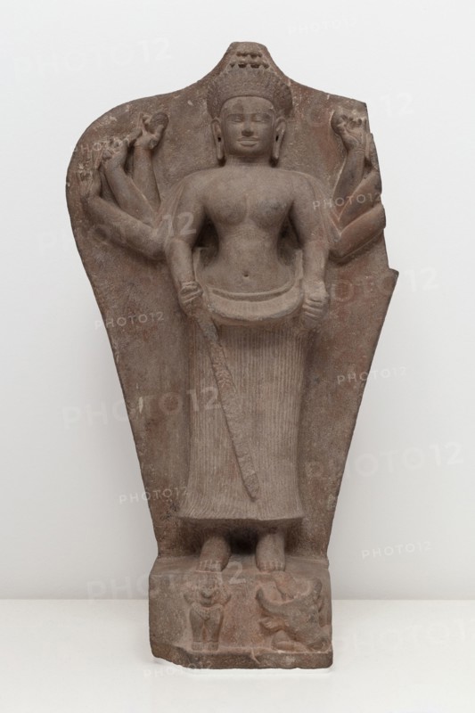 Goddess Durga Slaying the Buffalo Demon (Mahishasuramardini), Angkor period, 10th century. Creator: Unknown.