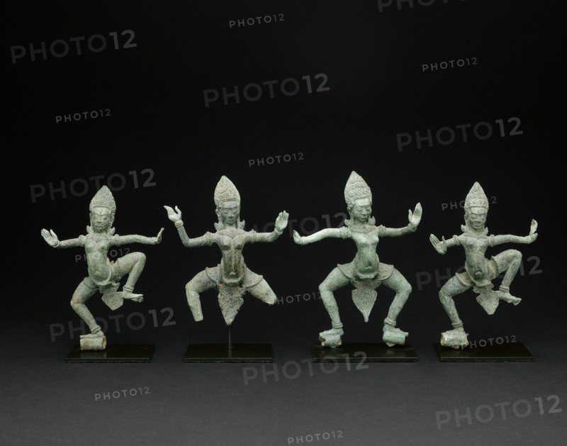 Group of Four Celestial Dancing Beauties (Apsaras), Angkor period, late 12th/early 13th century. Creator: Unknown.