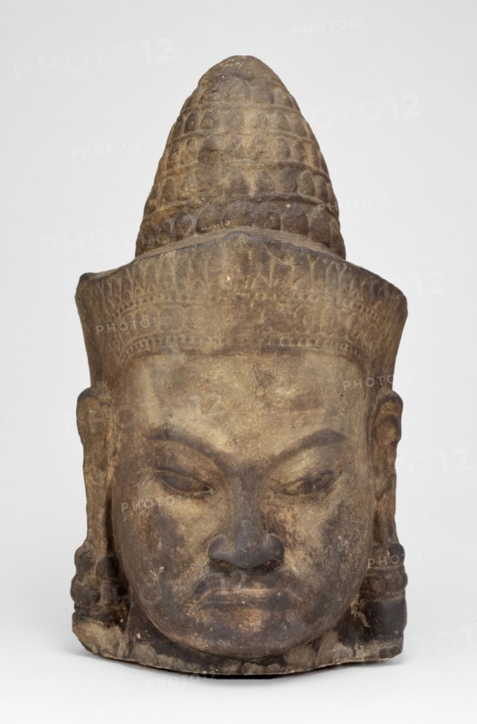 Head of a Male Deity (Deva), Angkor period, late 12th-early 13th century. Creator: Unknown.