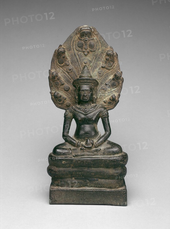 Buddha Enthroned on a Serpent (Naga), Angkor period, early 13th century. Creator: Unknown.