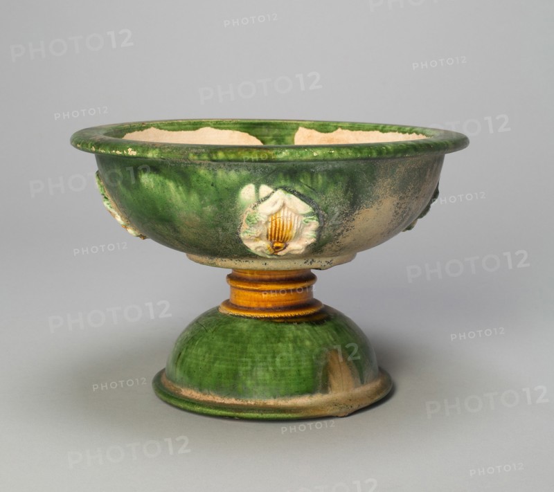 Stem Bowl with Foliate Medallions, Tang dynasty (618-906), first half of 8th century. Creator: Unknown.