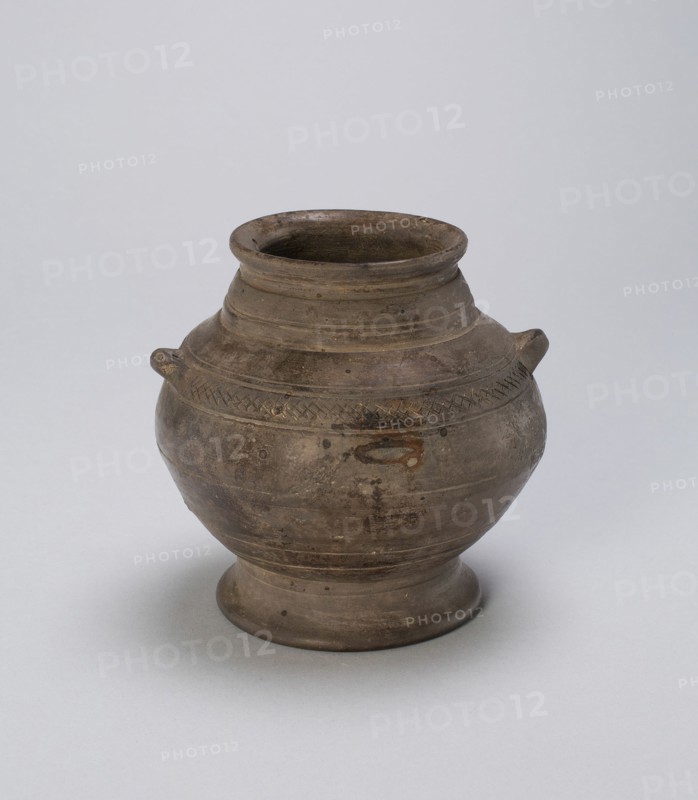 Jar with Grooved Bands and Loop Handles, Shang dynasty, 12th-11th century B.C. Creator: Unknown.