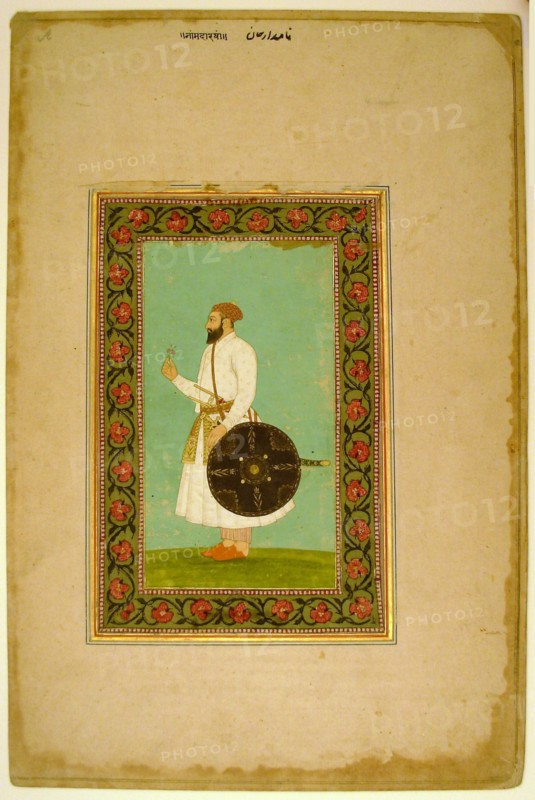 Album Page with a Portrait of Namdar Khan (SideA) and Calligraphic Specimens (SideB), late 17th... Creator: Unknown.