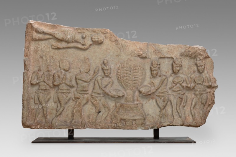 Veneration of the Bodhi Tree, 3rd century. Creator: Unknown.