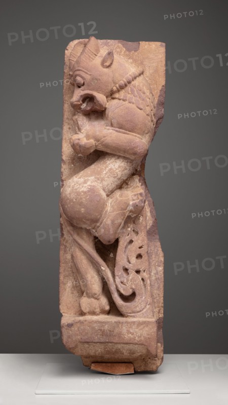 Rampant Mythical Lions (Vyala), 8th/9th century. Creator: Unknown.