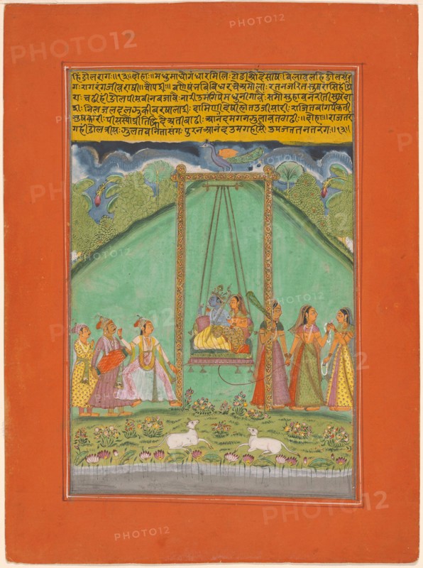 Hindol Raga, page from a Garland of Musical Ragas (Ragamala) Set, 1750/70. Creator: Unknown.