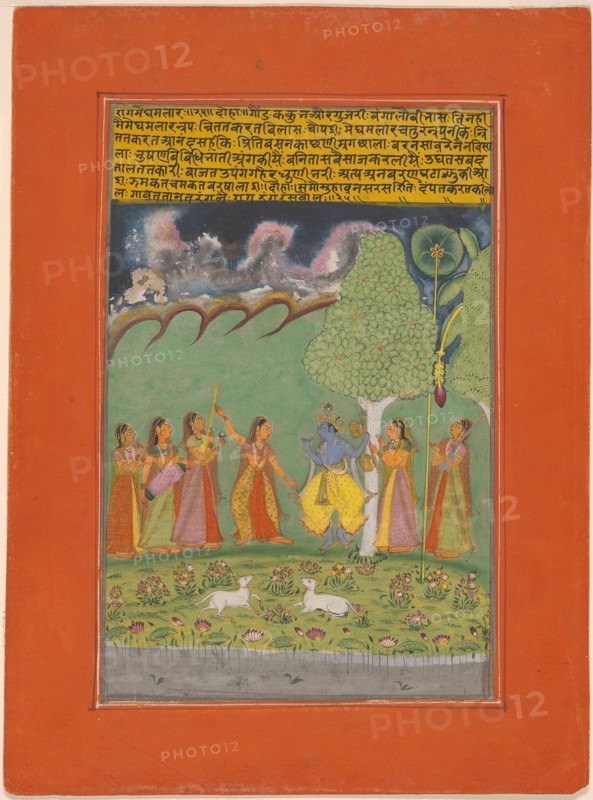 Rag Megh Malar, page from a Garland of Musical Ragas (Ragamala) Set, 1750/70. Creator: Unknown.