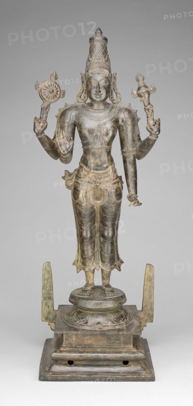 Four-Armed God Vishnu Holding Discus and Conch, Vijayanagar period, 15th century. Creator: Unknown.