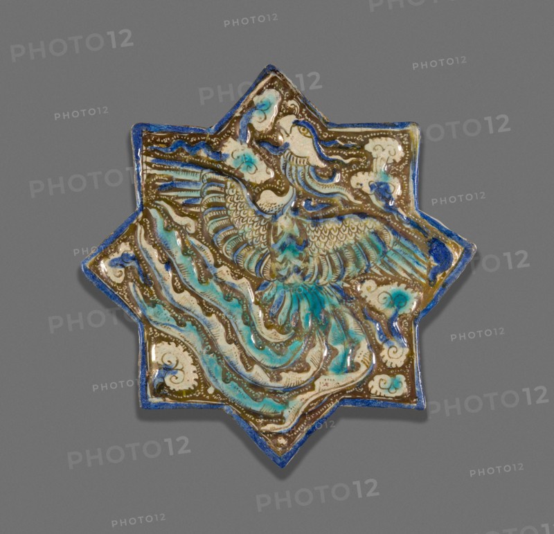Star-Shaped Tile with Phoenix, Ilkhanid dynasty (1256-1353), late 13th century. Creator: Unknown.