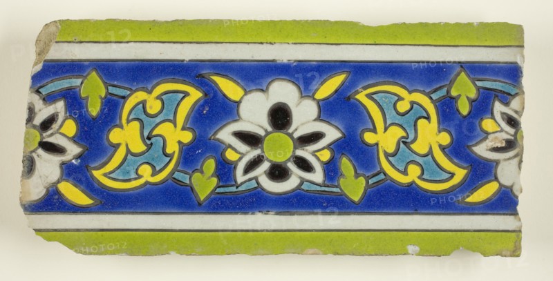 Border Tile With Vegetal Motif, Safavid dynasty (1501-1722), 17th/18th century. Creator: Unknown.