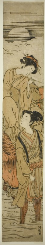 Crossing a River on a Moonlit Night, c. 1775. Creator: Isoda Koryusai.