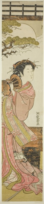 Courtesan Playing a Hand Drum, c. 1775. Creator: Isoda Koryusai.