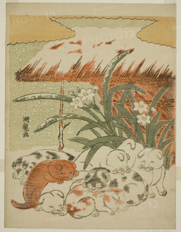 Puppies in the Snow, c. 1773. Creator: Isoda Koryusai.