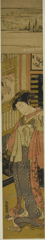 The Courtesan Kaoru of Chojiya Looking Down at a Love Letter on the Floor, c. 1773/75. Creator: Isoda Koryusai.