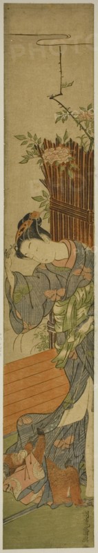 Young Woman with Pet Monkey, c. 1770. Creator: Isoda Koryusai.