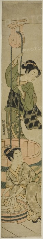 Women Washing Clothes at Well, c. 1764/75. Creator: Isoda Koryusai.