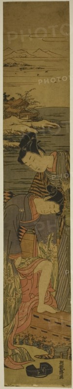 Young Woman Drops her Geta as She Boards a Boat, c. 1773. Creator: Isoda Koryusai.