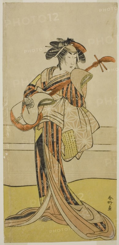 The Actor Yamashita Mangiku I as Osan in the Play Kitekaeru Nishiki no Wakayaka..., c. 1780. Creator: Katsukawa Shunko.
