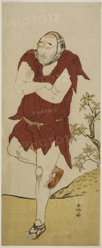The Actor Onoe Matsusuke I as a Mendicant Monk (Gannin Bozu) in the Play Keisei Ide..., c. 1787. Creator: Katsukawa Shunko.