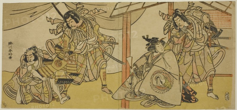 Right-Hand Page: The Actors Bando Hikosaburo III as Soga no Goro (right), and Segawa..., c. 1780. Creator: Katsukawa Shunko.