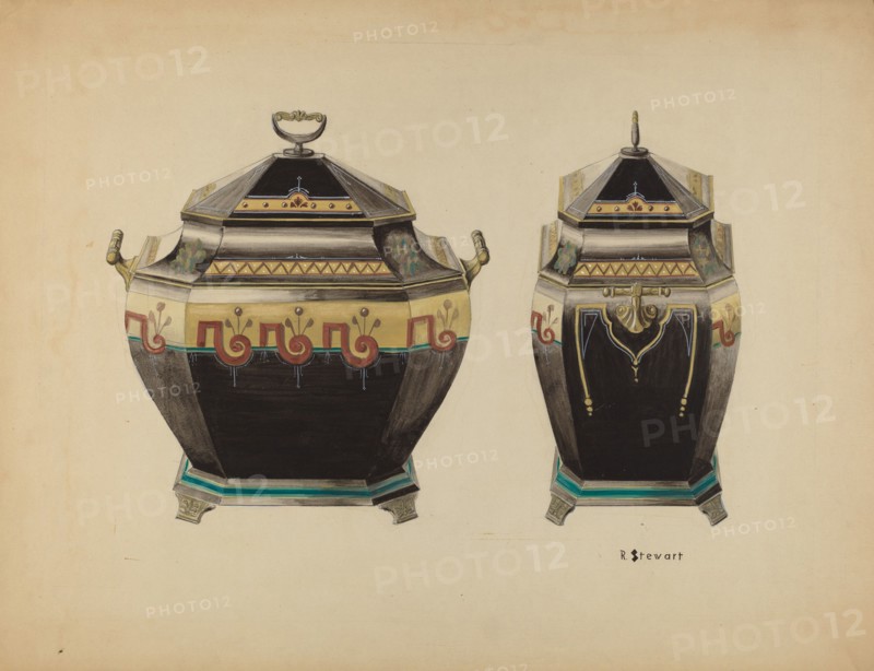 Toleware Coal Vase, c. 1938. Creator: Robert Stewart.