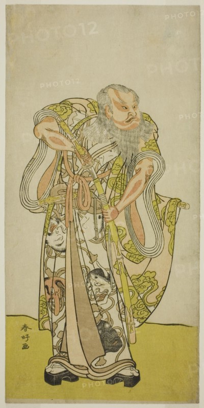 The Actor Sakata Hangoro II as Hige no Ikyu in the Play Shida Yakata Yotsugi no Hikibune..., c1782. Creator: Katsukawa Shunko.