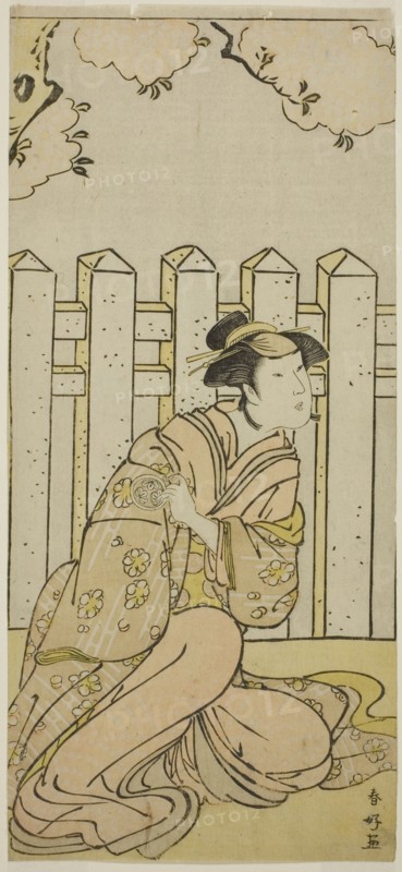 The Actor Osagawa Tsuneyo II as Onoe in the Play Haru no Nishiki Date-zome Soga..., c. 1790. Creator: Katsukawa Shunko.