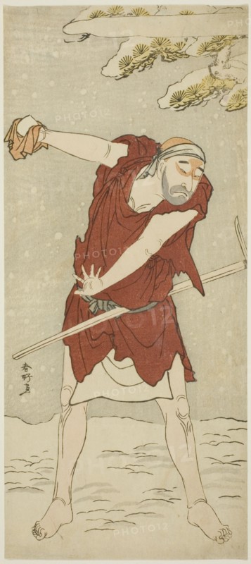 The Actor Onoe Matsusuke I as a Mendicant Monk in the Joruri "Midarezaki Hana no..., c. 1787. Creator: Katsukawa Shunko.